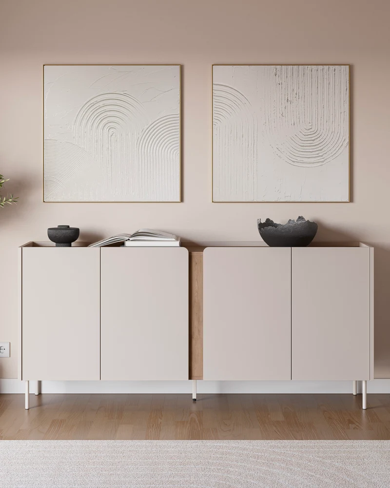 Credenza con piano effetto rovere Lucile
