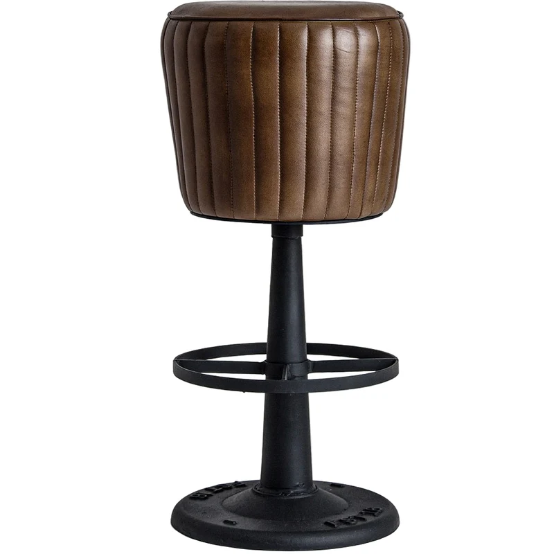 Sgabello Vintage Pelle e Ferro