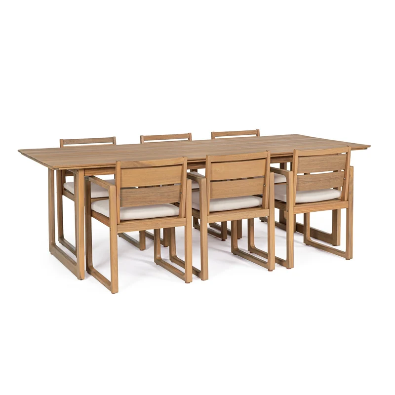 Set salotto "Adrian" tavolo + 6 sedie con braccioli, per arredo giardino