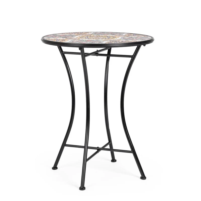Tavolo "Santorini" con struttura in acciaio, piano in ceramica, per arredo interno ed esterno
