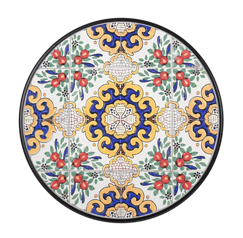 Tavolo "Santorini" con struttura in acciaio, piano in ceramica, per arredo interno ed esterno