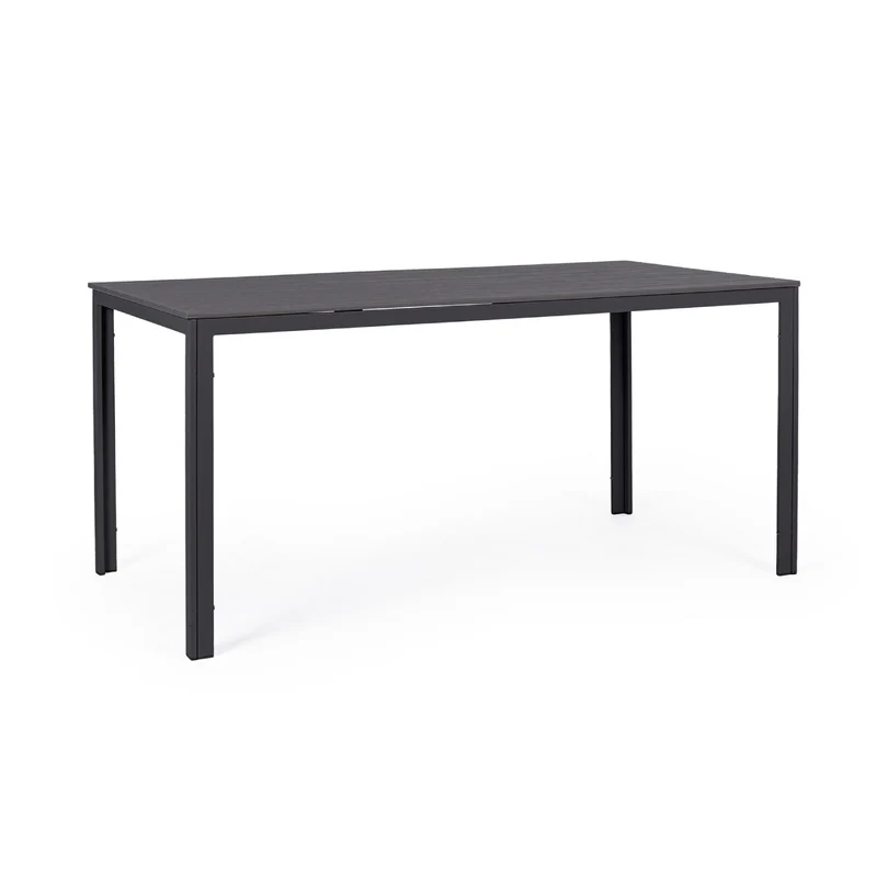 Tavolo "Sarita" struttura in acciaio, piano in hdpe con effetto legno venato, per arredo interno ed esterno