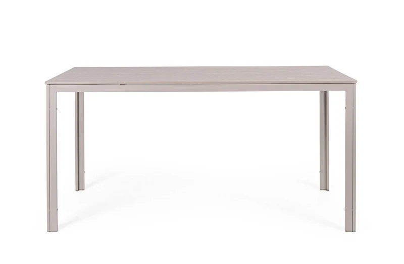 Tavolo "Sarita" struttura in acciaio, piano in hdpe con effetto legno venato, per arredo interno ed esterno