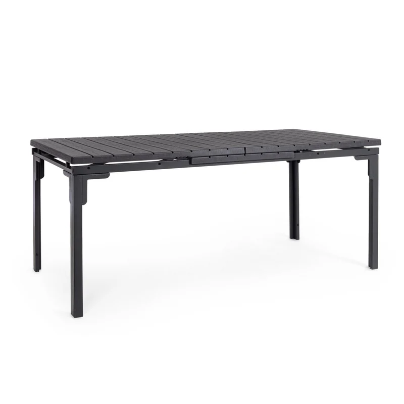 Tavolo "Sarita" struttura in acciaio, piano in hdpe con effetto legno venato, per arredo interno ed esterno