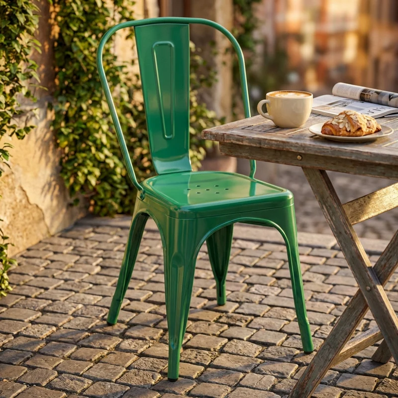 Sedia Lola Verde in Metallo Industrial