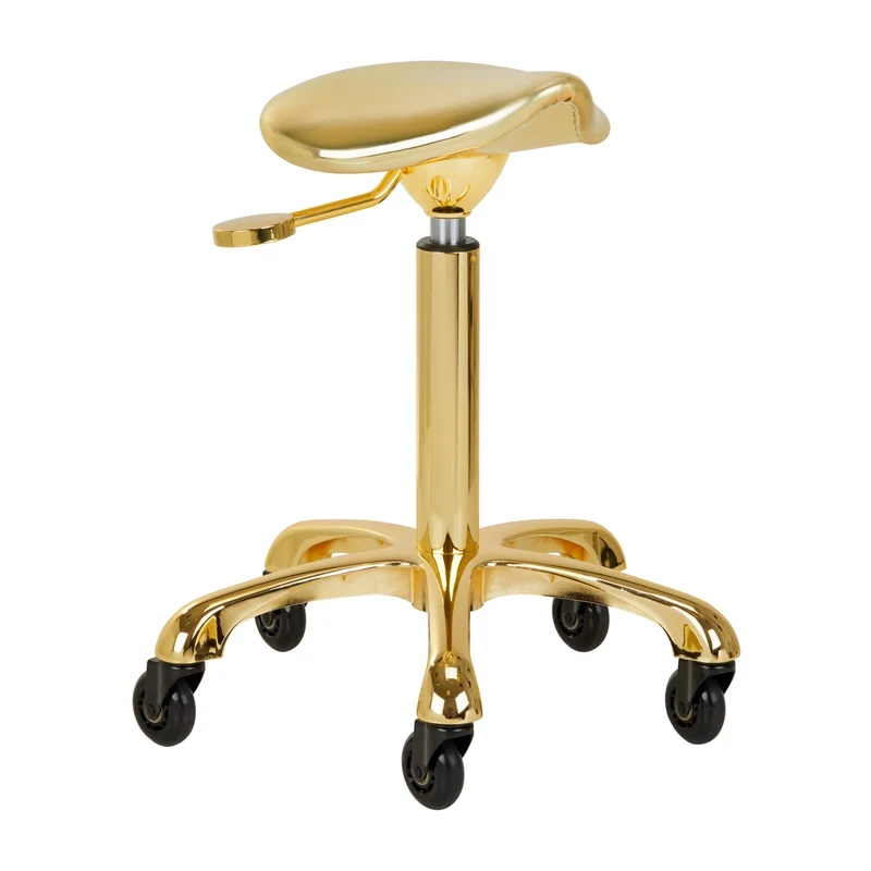 Sgabello dorato Fine Gold a sella e con ruote