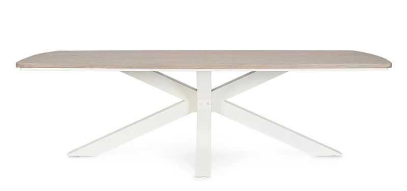 Tavolo "Zelmar" con struttura in alluminio, piano in doghe effetto legno, per arredo interno ed esterno