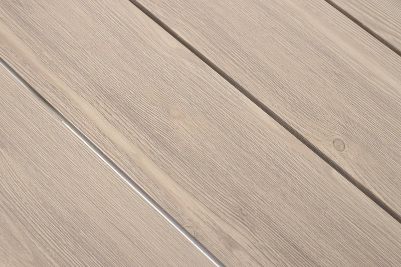 Tavolo "Zelmar" con struttura in alluminio, piano in doghe effetto legno, per arredo interno ed esterno