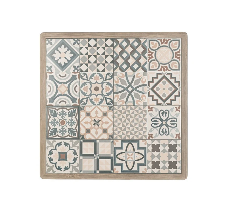 Tavolo "Kalimera" con struttura in alluminio, piano in porcellana, per arredo interno 73 x 73 x h 74 cm