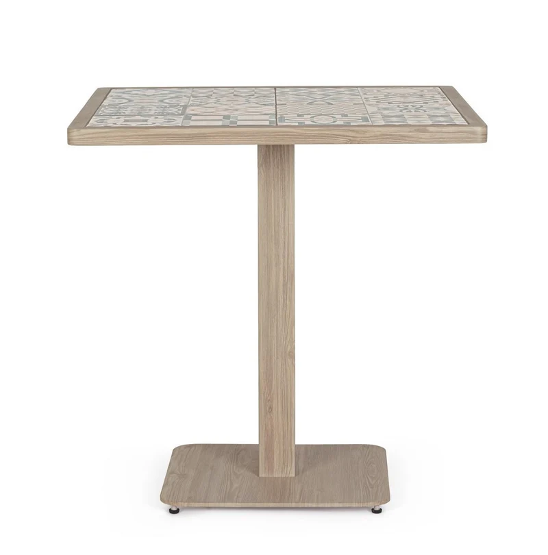 Tavolo "Kalimera" con struttura in alluminio, piano in porcellana, per arredo interno 73 x 73 x h 74 cm