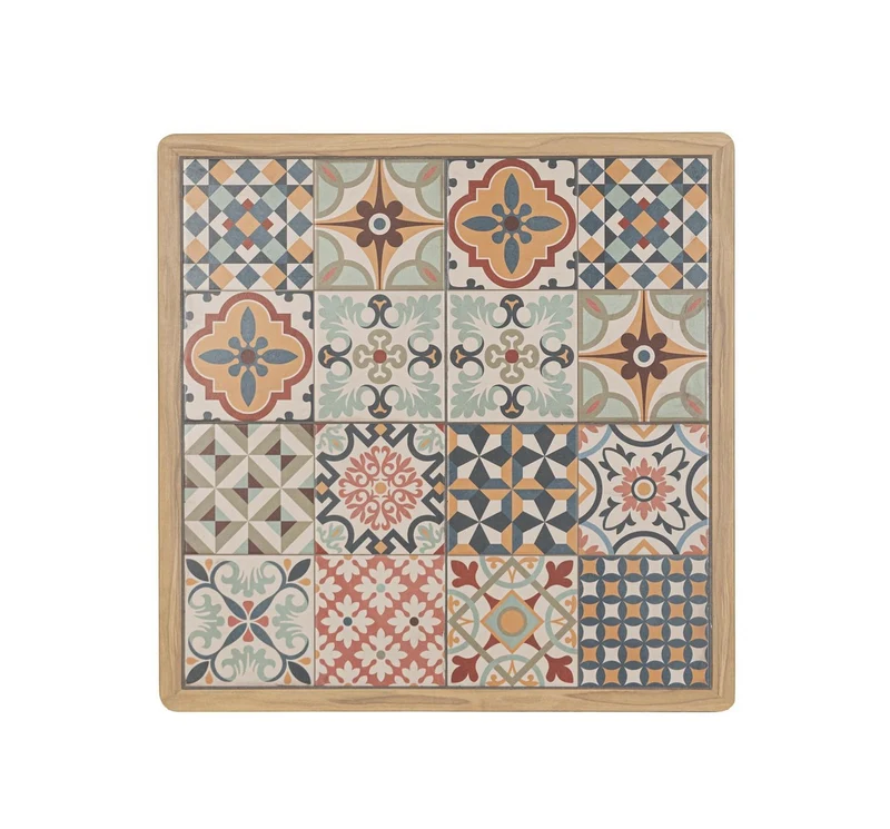 Tavolo "Kalimera" con struttura in alluminio, piano in porcellana, per arredo interno 73 x 73 x h 74 cm