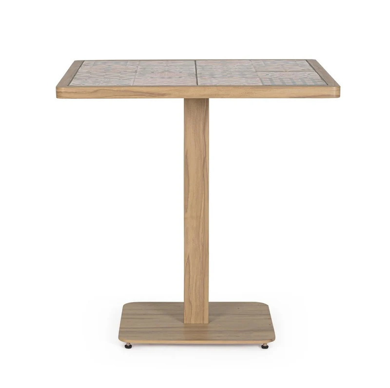 Tavolo "Kalimera" con struttura in alluminio, piano in porcellana, per arredo interno 73 x 73 x h 74 cm