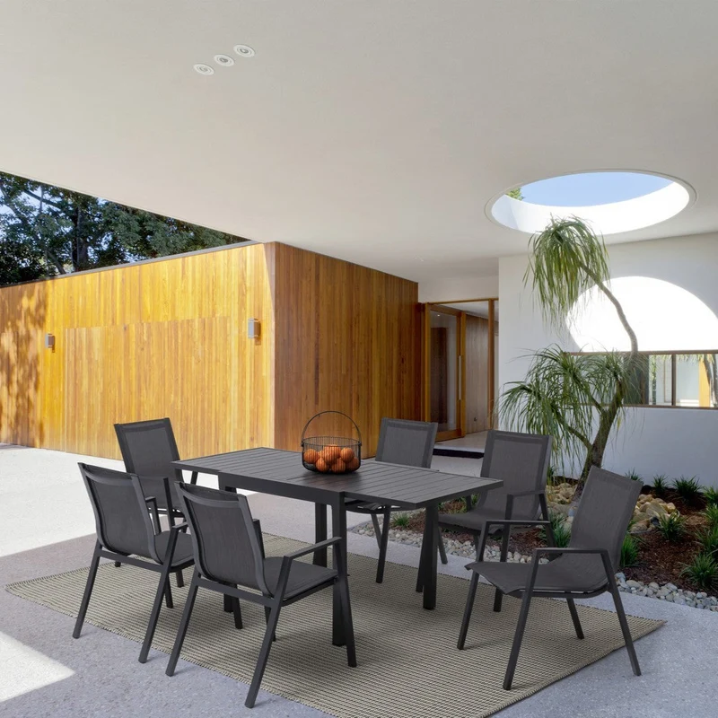 Tavolo allungabile "Samoa" in alluminio Antracite 90 x 90/180 cm per giardino e veranda
