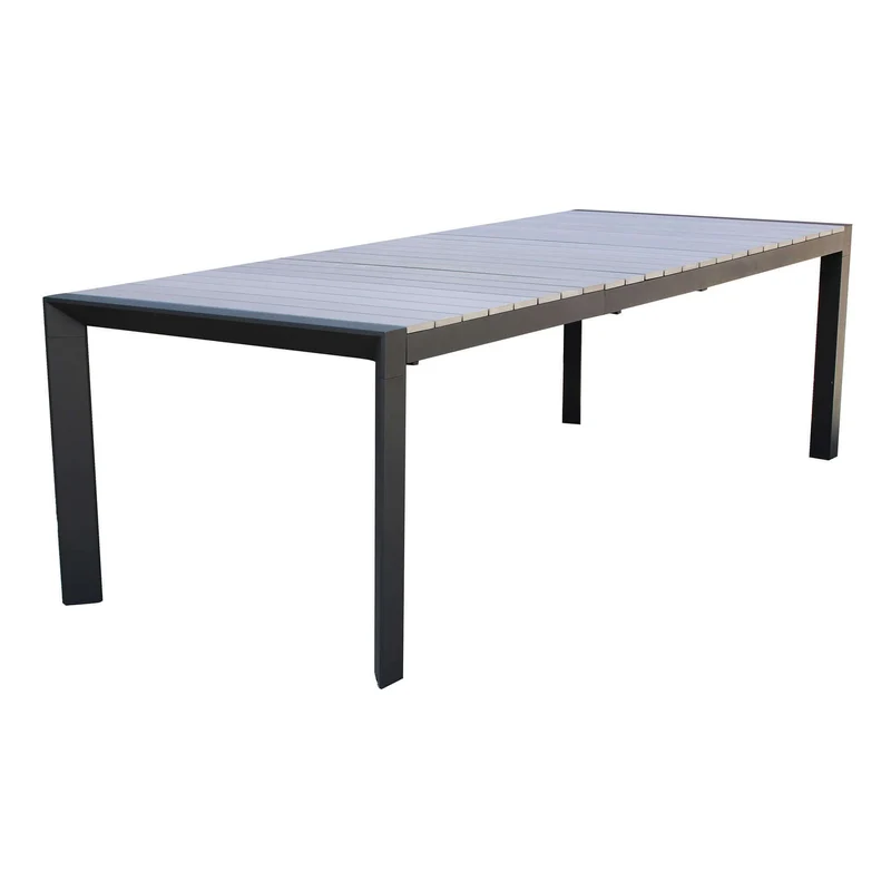 Tavolo allungabile "Corfù" Antracite in alluminio e Polywood dogato telescopico 160-240x100 cm per giardino e veranda