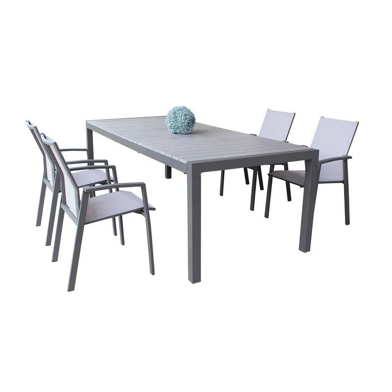 Tavolo allungabile "Corfù" Antracite in alluminio e Polywood dogato telescopico 160-240x100 cm per giardino e veranda
