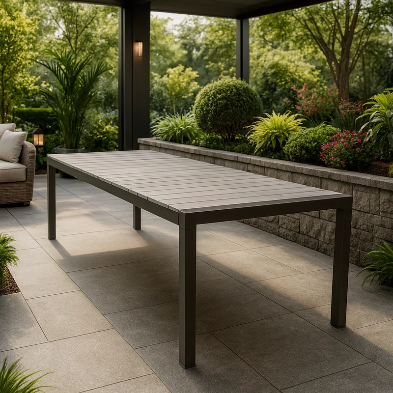 Tavolo allungabile "Corfù" Antracite in alluminio e Polywood dogato telescopico 160-240x100 cm per giardino e veranda
