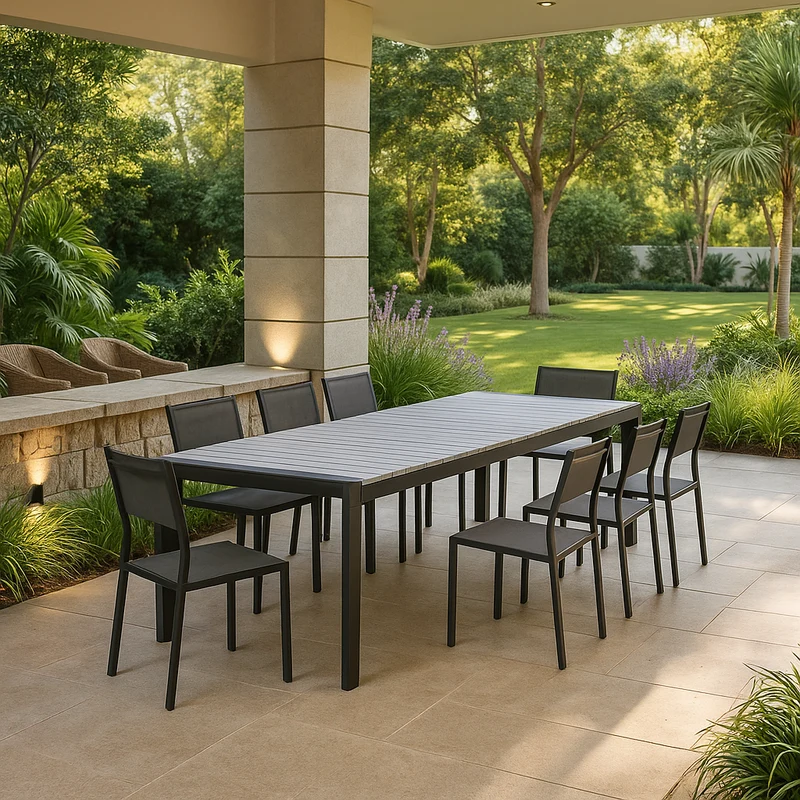 Tavolo allungabile "Corfù" Antracite in alluminio e Polywood dogato telescopico 160-240x100 cm per giardino e veranda