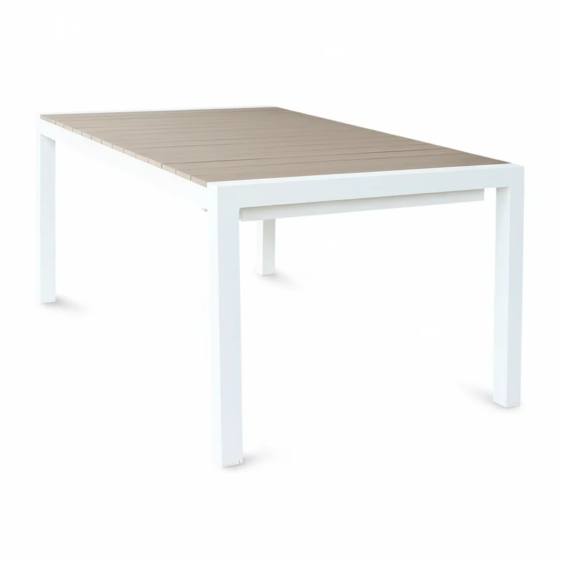 Tavolo allungabile "Corfù" Bianco in alluminio e Polywood dogato telescopico 160-240x100 cm per giardino e veranda