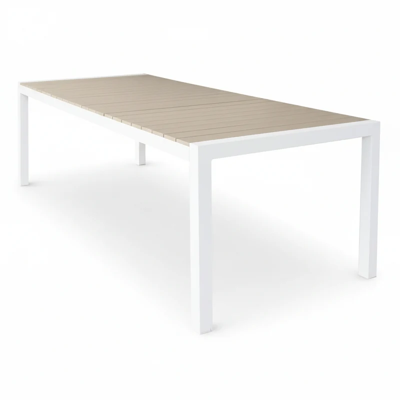 Tavolo allungabile "Corfù" Bianco in alluminio e Polywood dogato telescopico 160-240x100 cm per giardino e veranda