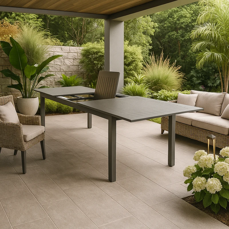Tavolo allungabile "Ibiza" Toupè in alluminio dogato da esterno per giardino e veranda 220/280 x 100 cm