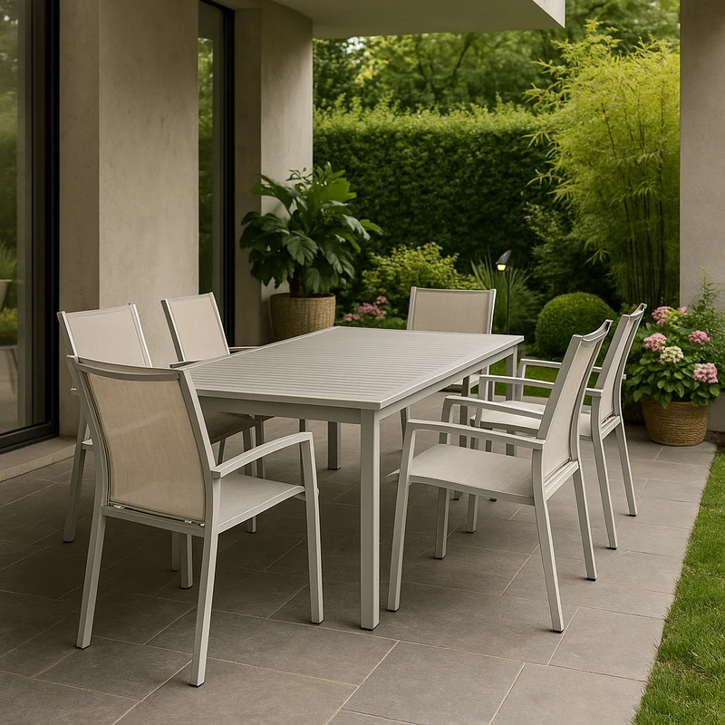 Tavolo allungabile "Ibiza" in alluminio Tortora da esterno per giardino e veranda 220/280 x 100 cm