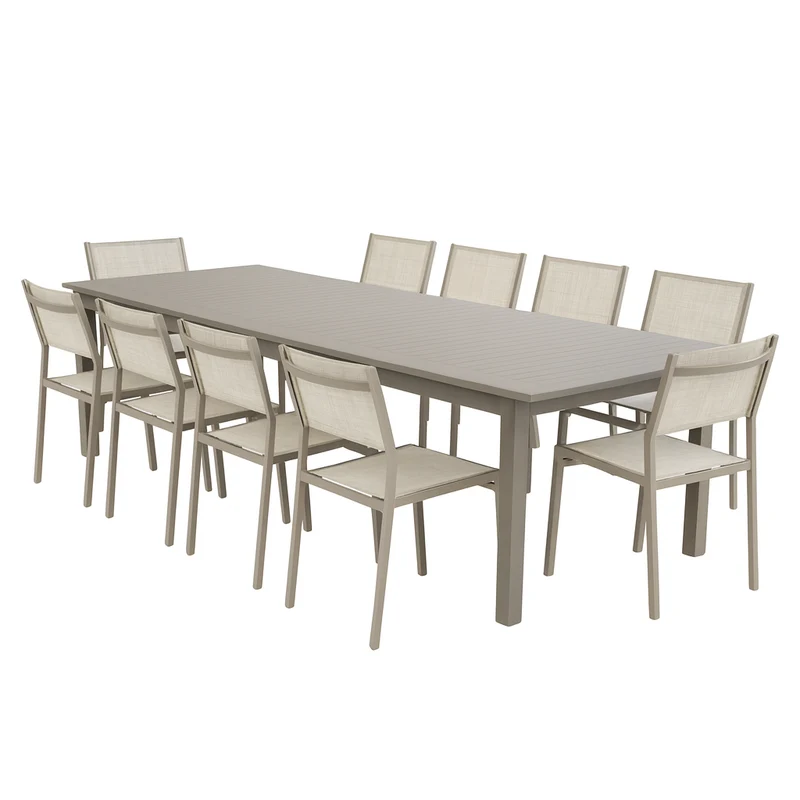 Tavolo allungabile "Ibiza" in alluminio Tortora da esterno per giardino e veranda 220/280 x 100 cm