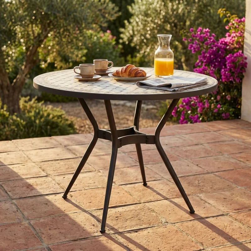 Tavolo da Giardino Prometeo con Top in Ceramica a Mosaico