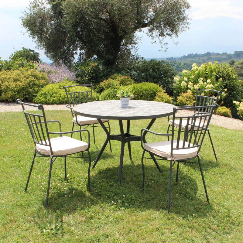 Tavolo da Giardino Zefiro in Ceramica Antracite Beige