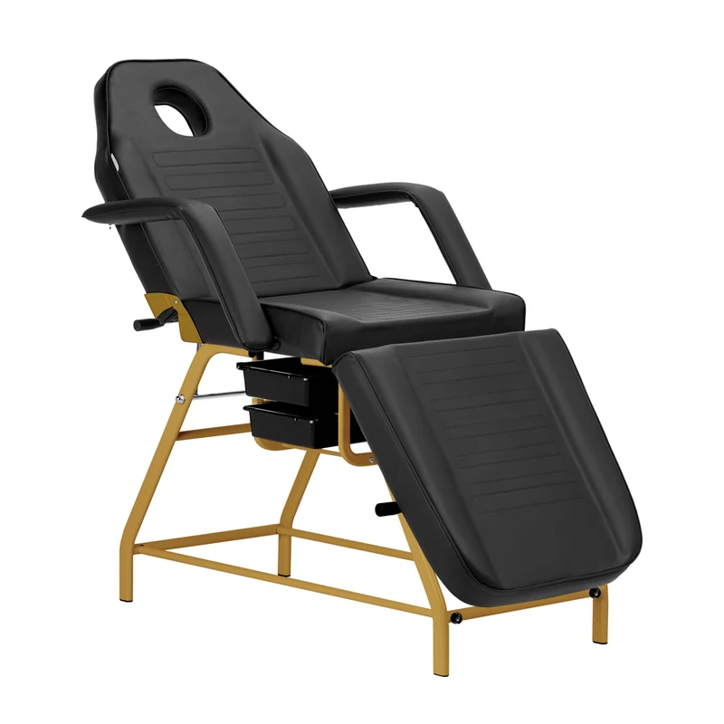 Poltrona Lettino 557G multifunzione In Metallo per Estetica e Pedicure | NIVEUS (nero-oro)