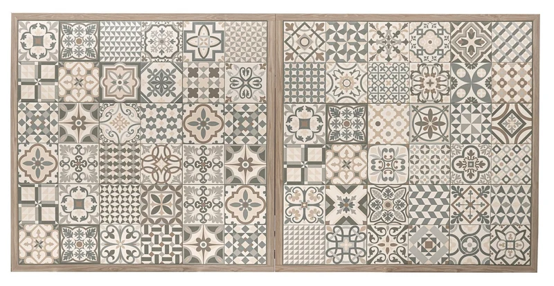 Tavolo "Kalimera" con struttura in alluminio effetto legno, piano in porcellana, per arredo interno