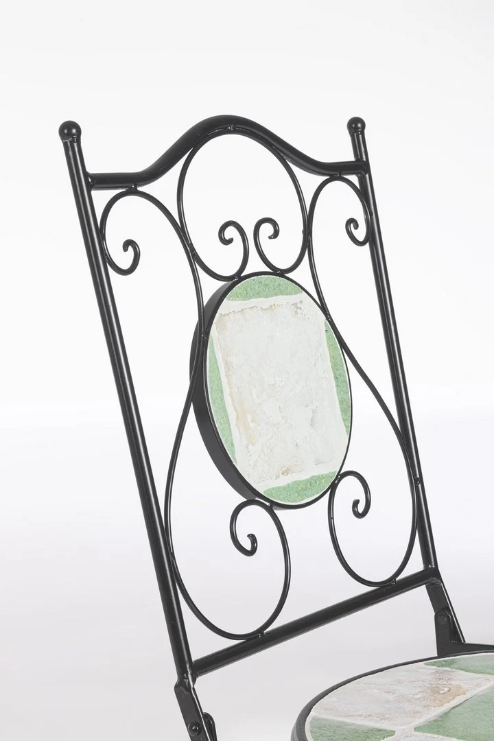 Sedia pieghevole "Loire" in acciaio verniciato, con seduta e schienale in ceramica per giardino e veranda