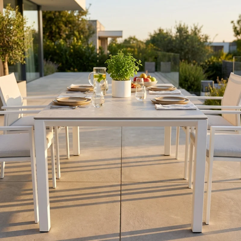 Tavolo da Giardino Freeport in Alluminio e Pietra Sinterizzata
