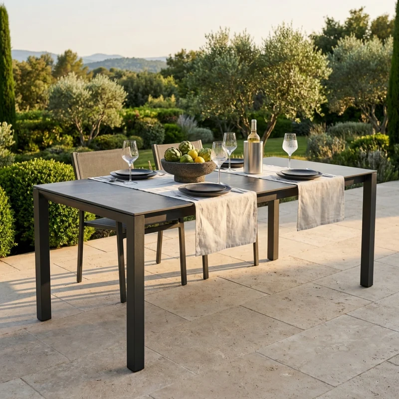 Tavolo da Giardino Freeport in Pietra Sinterizzata e Alluminio