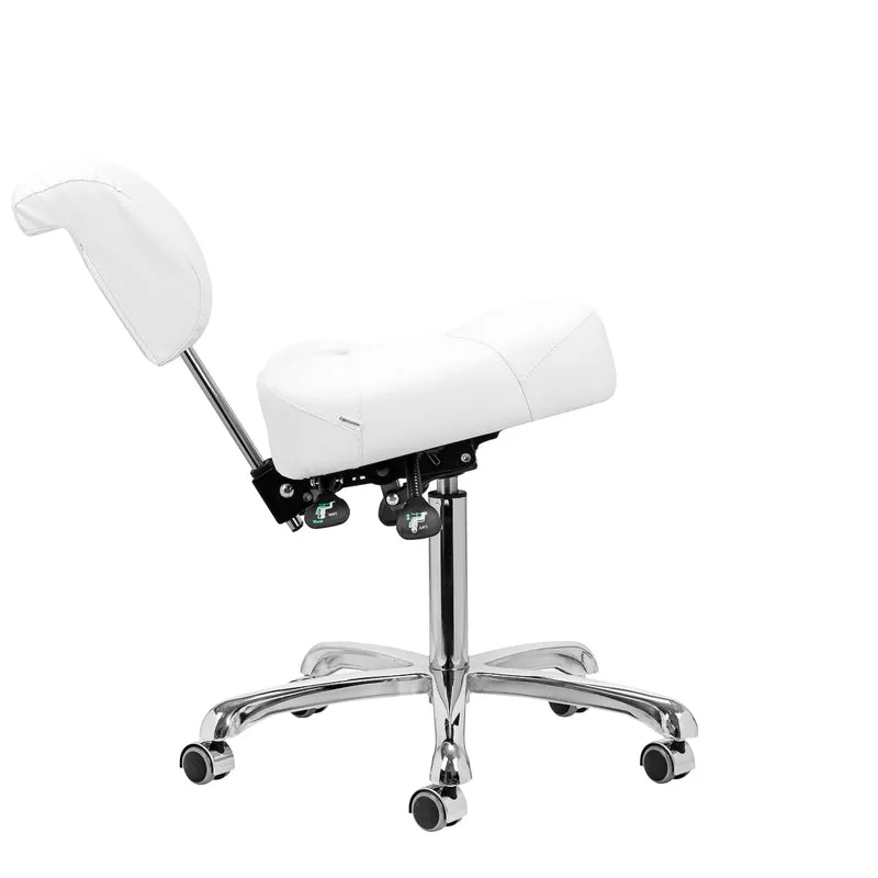 Sgabello Multifunzione con 5 Ruote per Centro Estetico Podologia Studio Medico | 1005 bianco