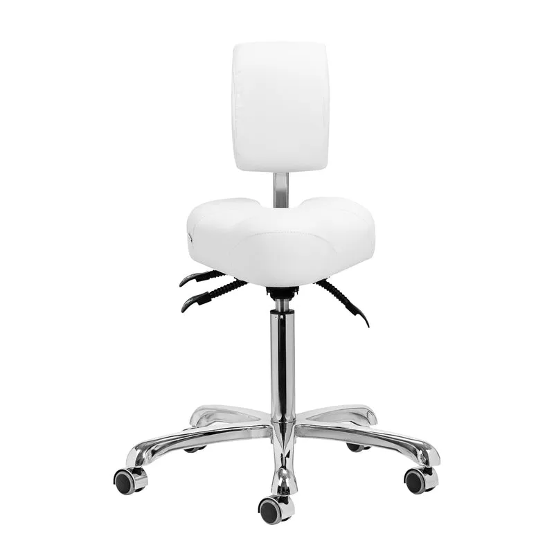 Sgabello Multifunzione con 5 Ruote per Centro Estetico Podologia Studio Medico | 1005 bianco