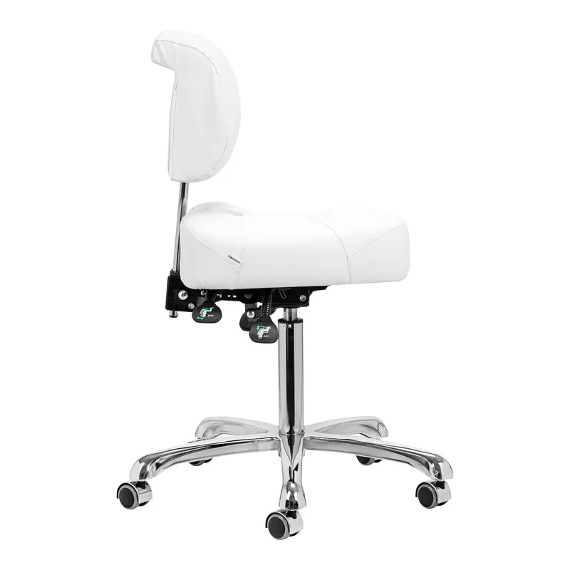 Sgabello Multifunzione con 5 Ruote per Centro Estetico Podologia Studio Medico | 1005 bianco