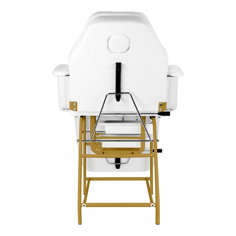 Poltrona Lettino 557G multifunzione In Metallo per Estetica e Pedicure | NIVEUS (bianco-oro)