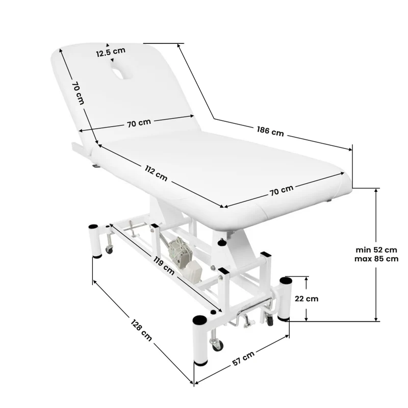 Lettino Elettrico per Estetica, Massaggi o Fisioterapia | mod. 684 (bianco)