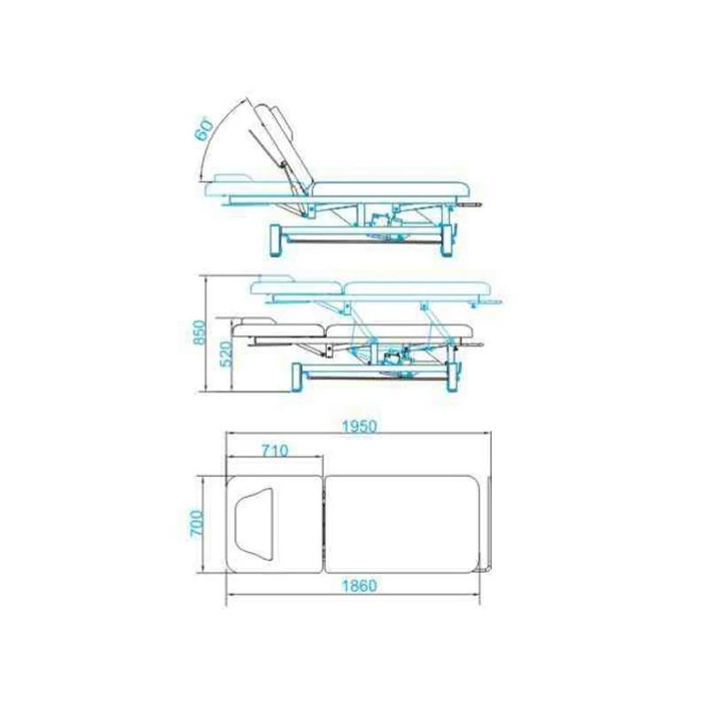 Lettino Elettrico per Estetica, Massaggi o Fisioterapia | mod. 684 (bianco)