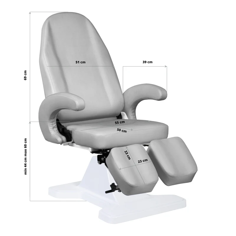 Sedia Poltrona Podologica con Gambali Regolabili per Centro Estetico Pedicure | LIRA grigio