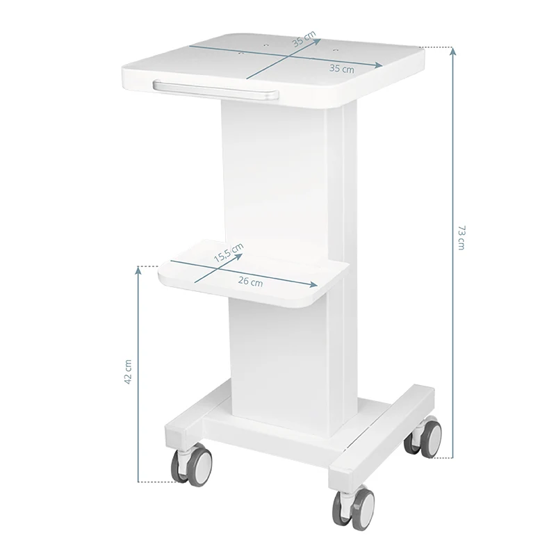 Carrello Multiuso Porta Dispositivi in Metallo per Studio Dentistico ed Estetica | 090 bianco