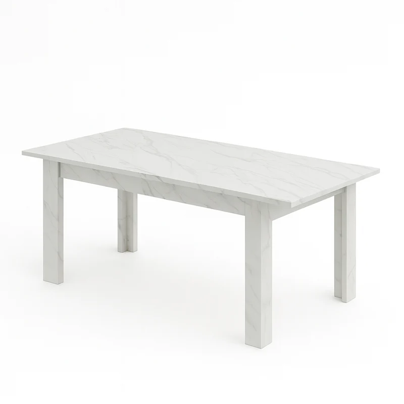 Tavolo "Gliese" con gambe e piano in MDF, design moderno, per arredo interno 137/185 x 90 h 76 cm