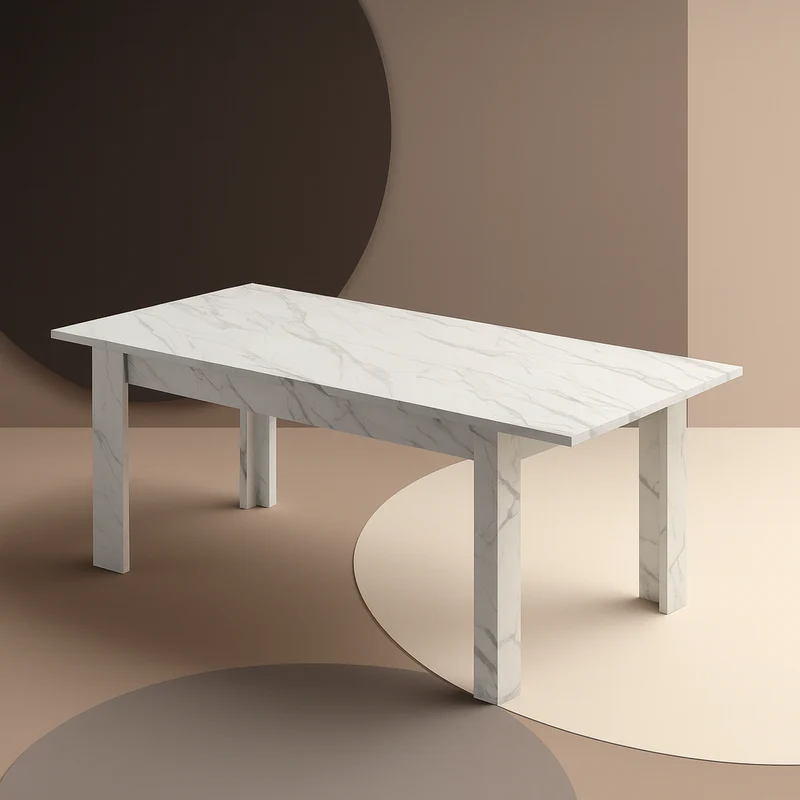 Tavolo "Gliese" con gambe e piano in MDF, design moderno, per arredo interno 137/185 x 90 h 76 cm