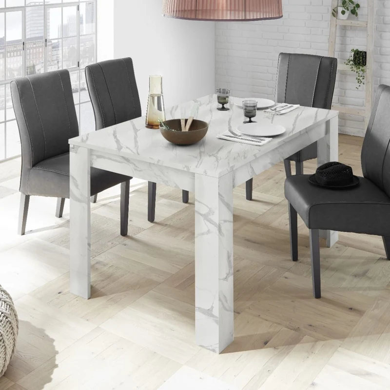 Tavolo "Gliese" con gambe e piano in MDF, design moderno, per arredo interno 137/185 x 90 h 76 cm