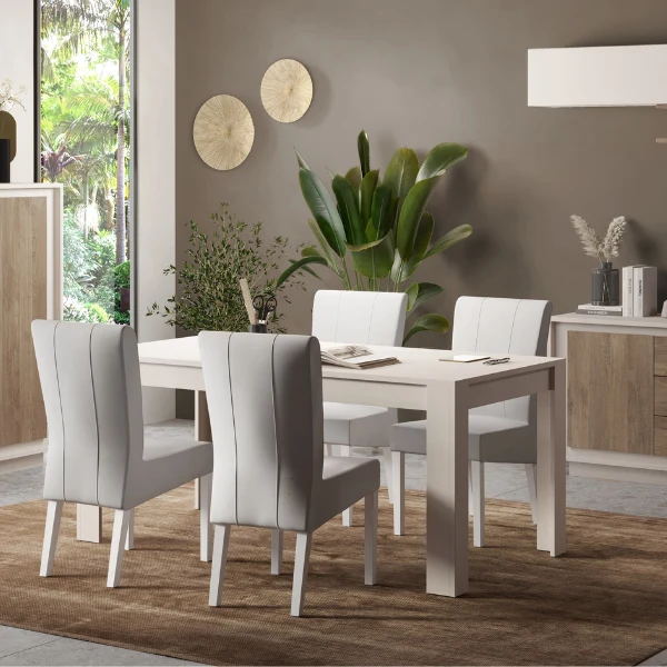 Tavolo "Gliese" con gambe e piano in MDF, design moderno, per arredo interno 137/185 x 90 h 76 cm