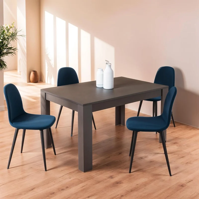 Tavolo "Gliese" con gambe e piano in MDF, design moderno, per arredo interno 137/185 x 90 h 76 cm