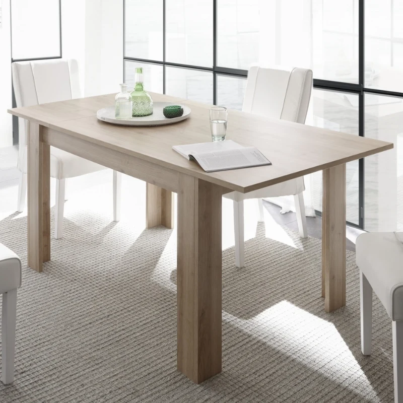 Tavolo "Gliese" con gambe e piano in MDF, design moderno, per arredo interno 137/185 x 90 h 76 cm