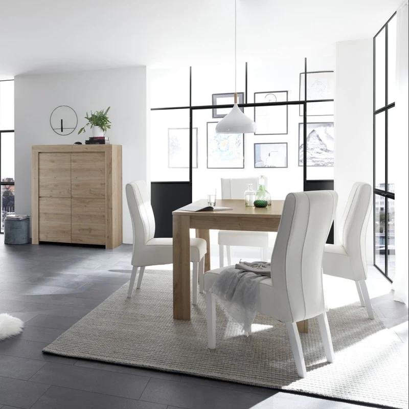 Tavolo "Gliese" con gambe e piano in MDF, design moderno, per arredo interno 137/185 x 90 h 76 cm