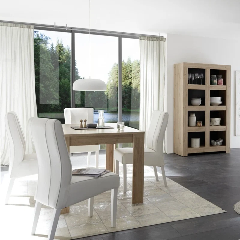 Tavolo "Gliese" con gambe e piano in MDF, design moderno, per arredo interno 137/185 x 90 h 76 cm