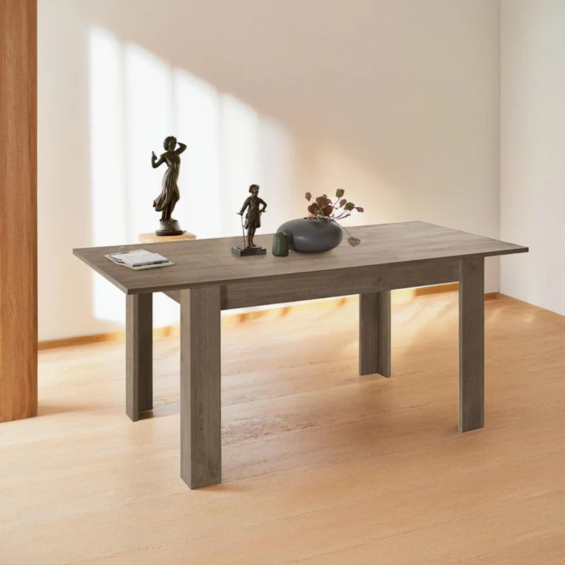 Tavolo "Gliese" con gambe e piano in MDF, design moderno, per arredo interno 137/185 x 90 h 76 cm
